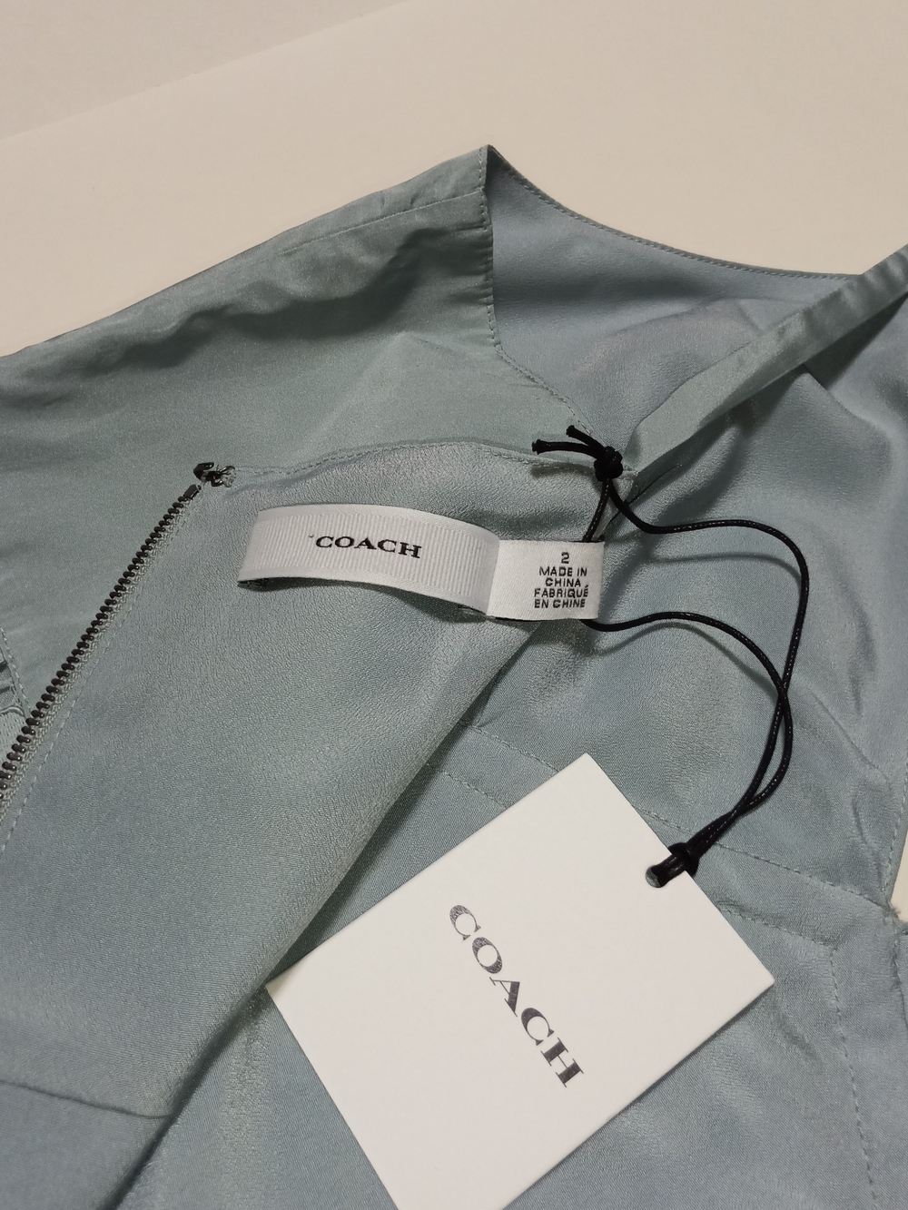 Coach Lace Slip Cami Mini Dress Accent Bow in Dusty Blue Size 2 - Picture 9 of 14
